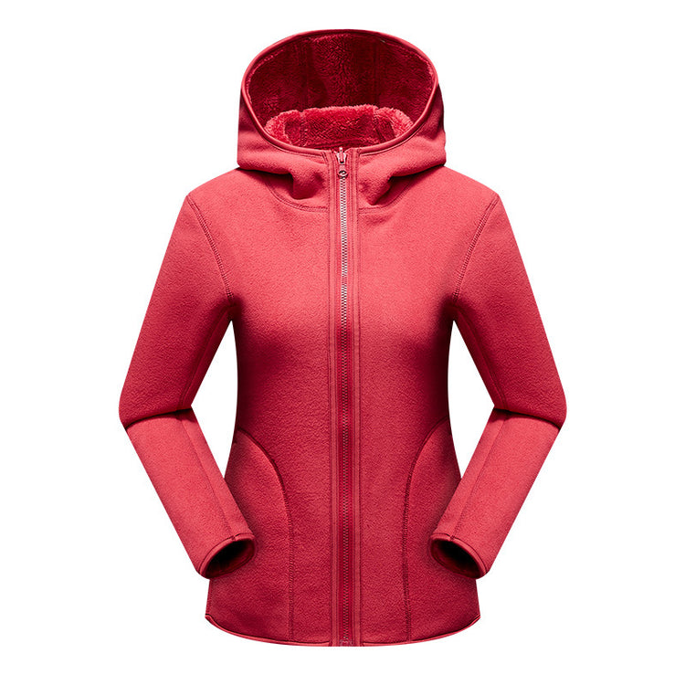 fashion outdoor thick warm polar fleece jacket front view