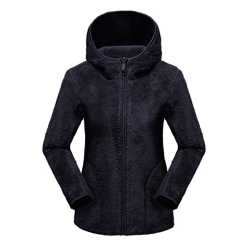 fashion outdoor thick warm polar fleece jacket front view