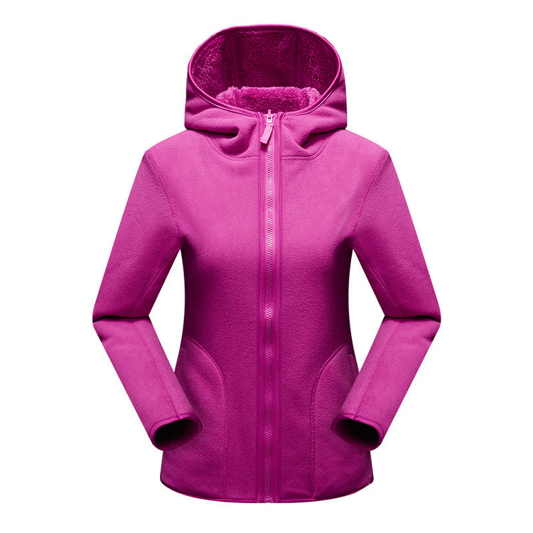 fashion outdoor thick warm polar fleece jacket front view