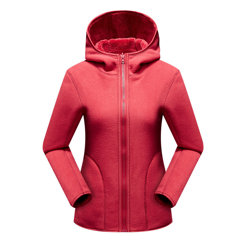 fashion outdoor thick warm polar fleece jacket front view