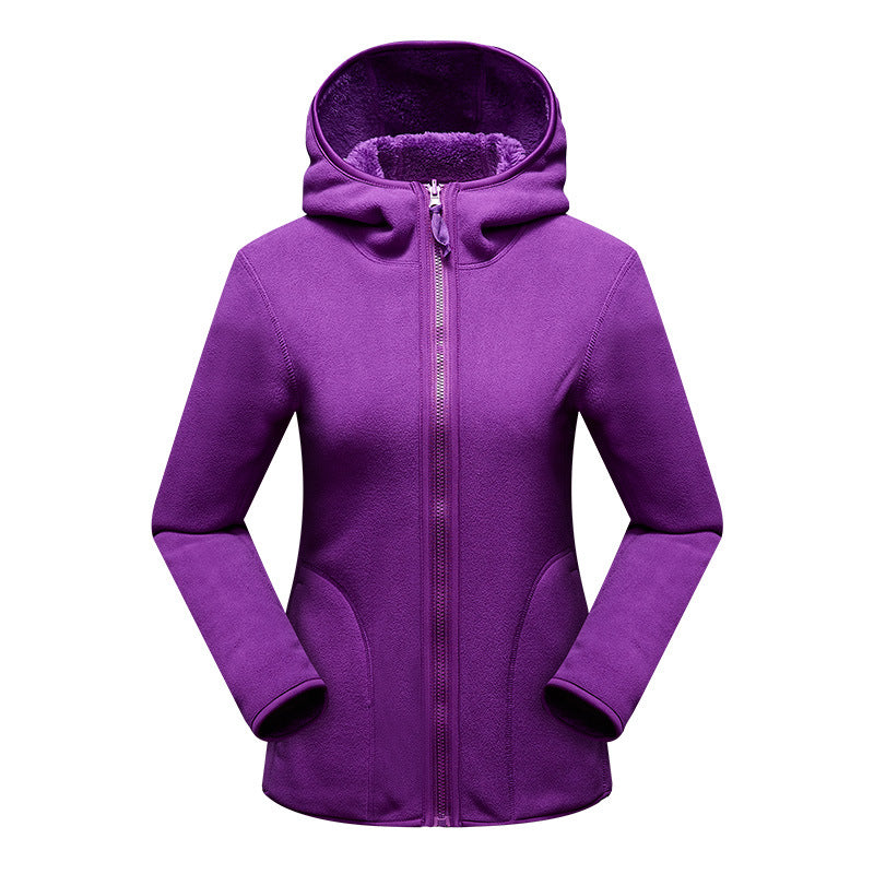 fashion outdoor thick warm polar fleece jacket front view