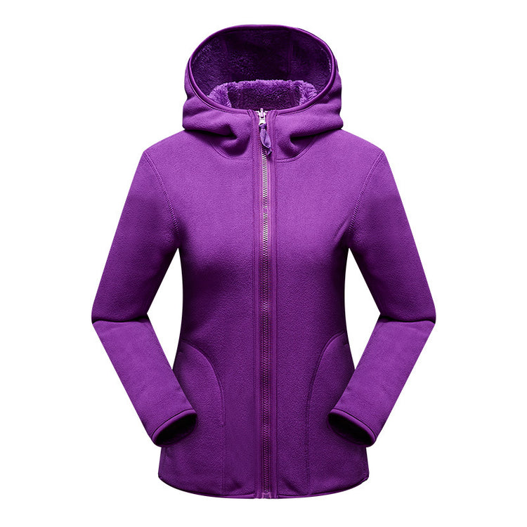 fashion outdoor thick warm polar fleece jacket front view