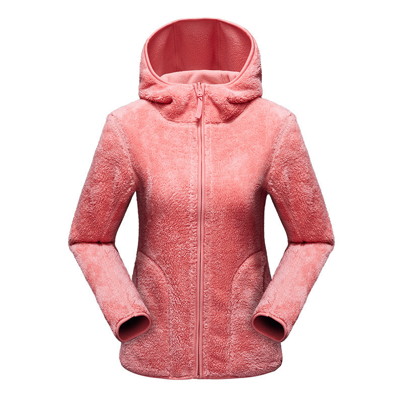 fashion outdoor thick warm polar fleece jacket front view