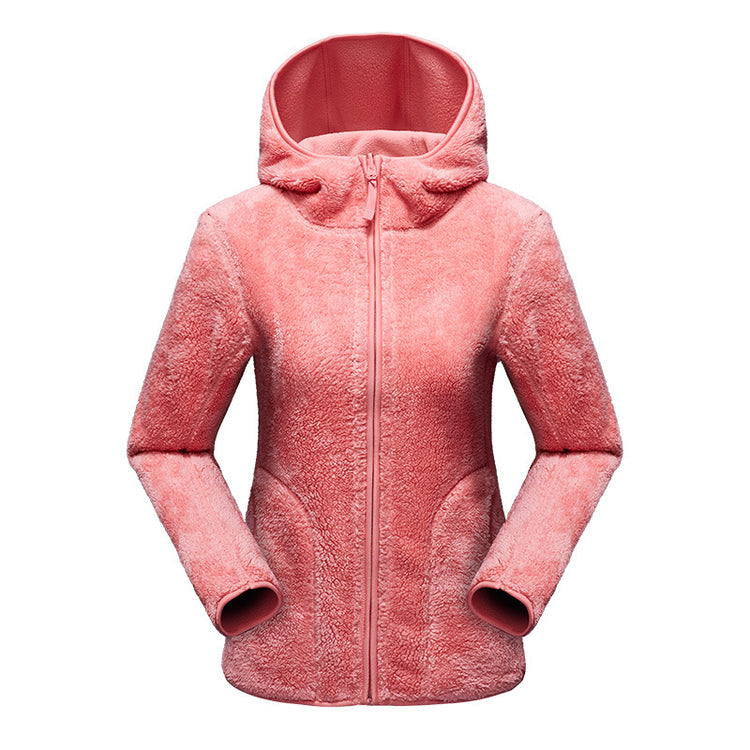 fashion outdoor thick warm polar fleece jacket front view