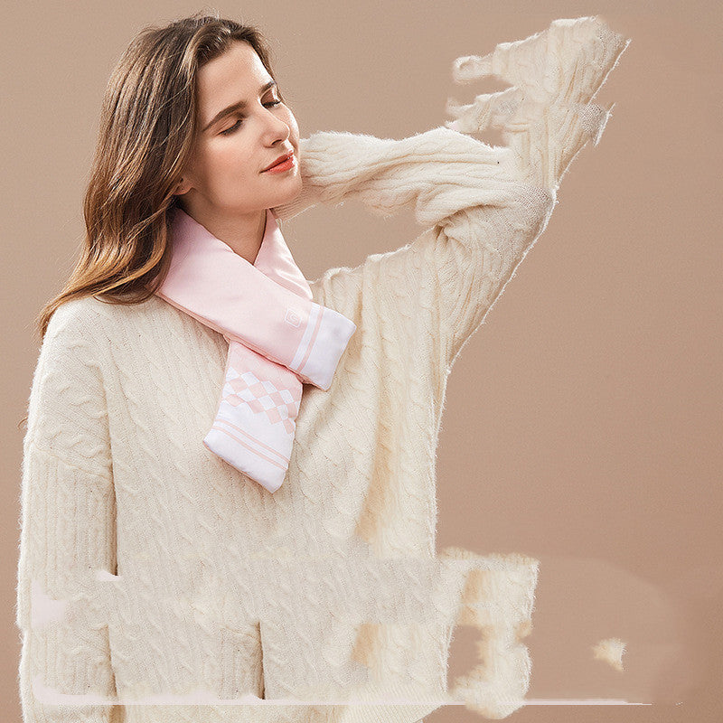 Graphene Winter Warm Neck Protection Heating Scarf worn by a woman in a cozy sweater.