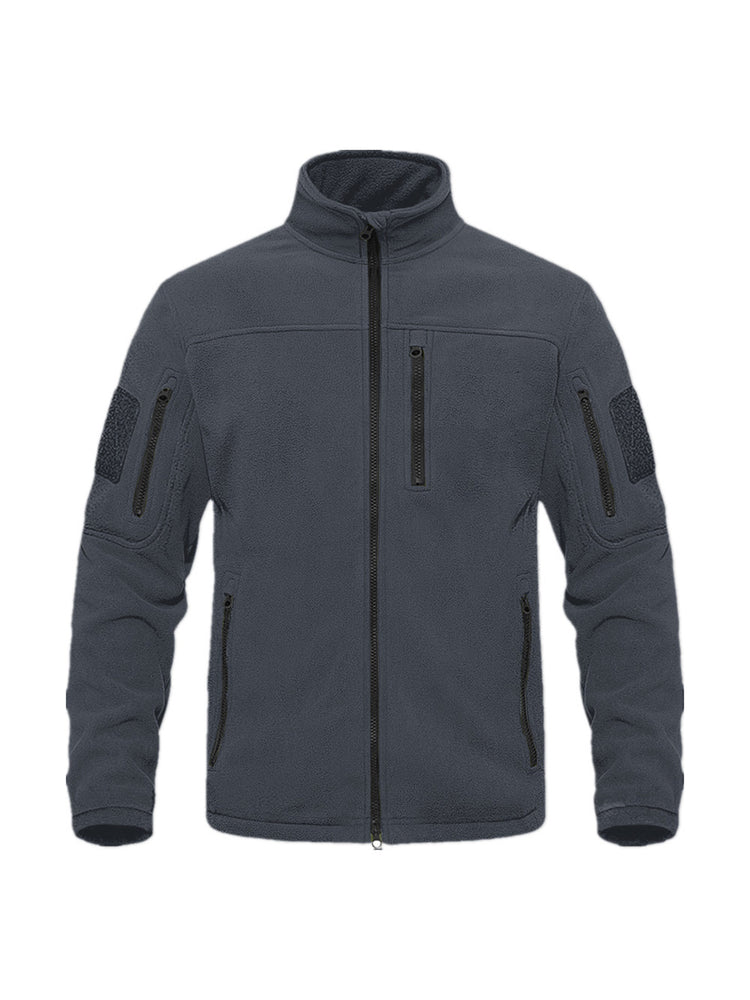 Outdoor Sports Tactical Polar Fleece Jacket Men in gray, designed for warmth and comfort during outdoor activities.