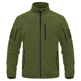 Outdoor Sports Tactical Polar Fleece Jacket Men in olive green, featuring zippered pockets and a comfy fit for outdoor activities.