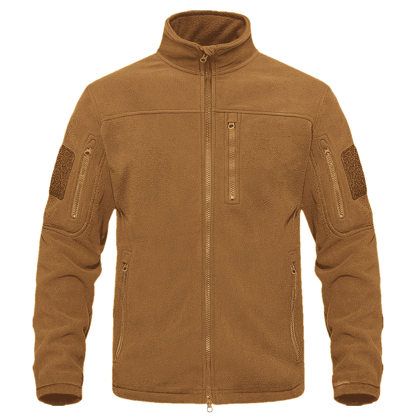 Outdoor Sports Tactical Polar Fleece Jacket Men in military green color with multiple pockets and zip closure.