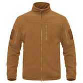 Outdoor Sports Tactical Polar Fleece Jacket Men in military green color with multiple pockets and zip closure.