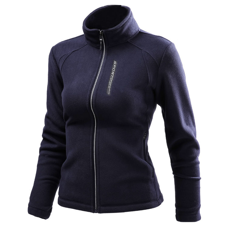 Warm Custom Cardigan Outdoor Polar Fleece Jacket in navy blue, featuring a zip-up design and comfortable fit.