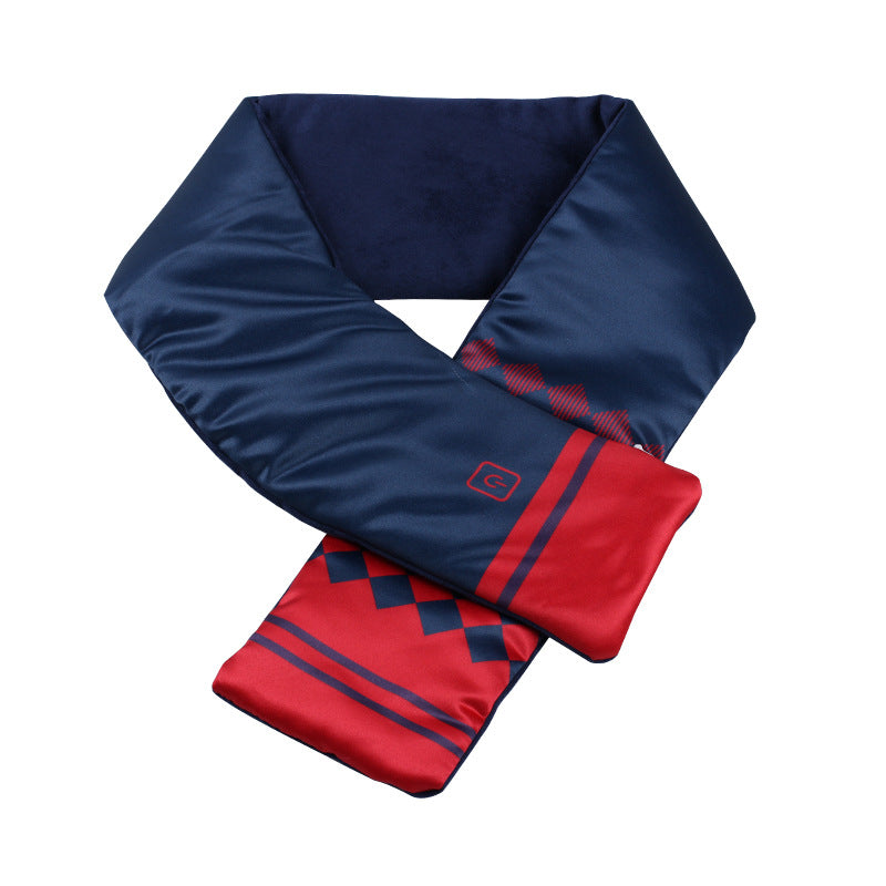 Graphene Winter Warm Neck Protection Heating Scarf in navy and red design, perfect for cold weather warmth and comfort.