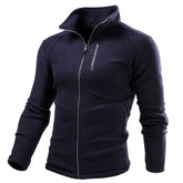 Warm Custom Cardigan Outdoor Polar Fleece Jacket in dark navy color, featuring a zip-up design and high-quality polar fleece material.