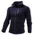 Warm Custom Cardigan Outdoor Polar Fleece Jacket in dark navy color, featuring a zip-up design and high-quality polar fleece material.